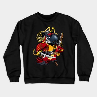 Fiery Buccaneer: Red Pirate Parrot Design Crewneck Sweatshirt